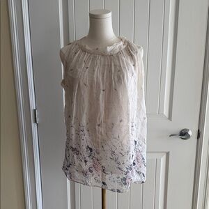 Chic Floral Women's Blouse - Cream and Pink